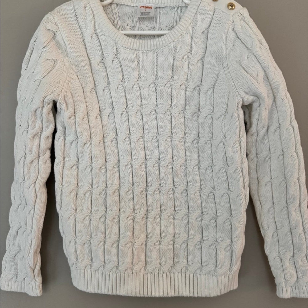Gymboree Size 7 White Cable Knit Sweater